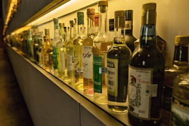  Bottles of Tequila and Mezcal in the Museo of Tequila and Mezcal in Mexico city, Mexico