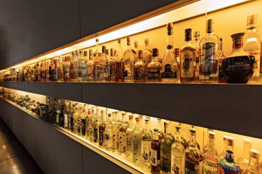  Bottles of Tequila and Mezcal in the Museo of Tequila and Mezcal in Mexico city, Mexico