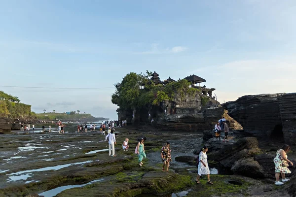 Puesta Del Sol Breathtaking Bali Cerca Del Templo Tanah Lot — Foto de Stock