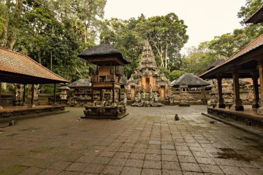 Saraswati tapınağının Ubud, Bali, Endonezya 'daki giriş manzarası