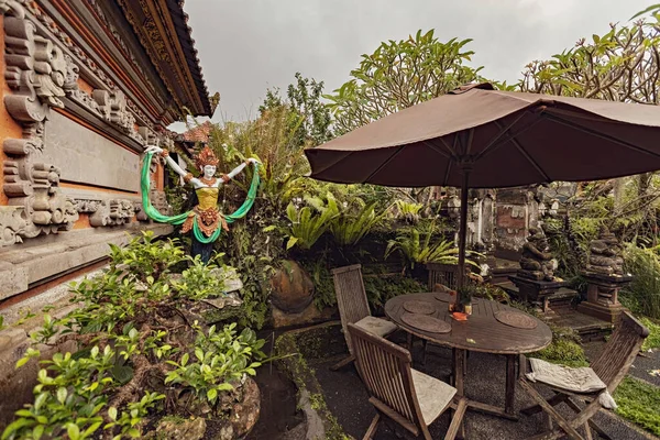 Hermoso Interion Estilo Bali Café Ubud Bali Indonesia — Foto de Stock
