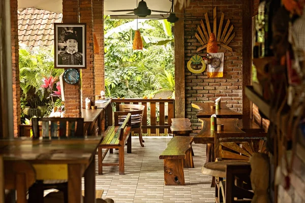 Hermoso Interion Estilo Bali Café Ubud Bali Indonesia —  Fotos de Stock