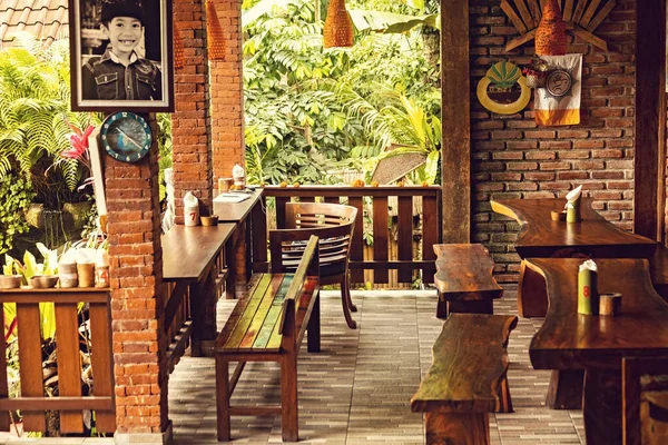 Schöne Inneneinrichtung Eines Cafés Bali Stil Ubud Bali Indonesien — Stockfoto