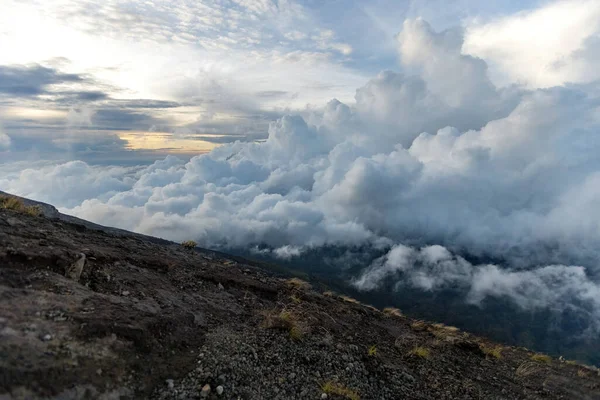 Bali Volcano Panorama Bali Agung Volcano 3030 Altitude Sunrise Bali — Stock Photo, Image