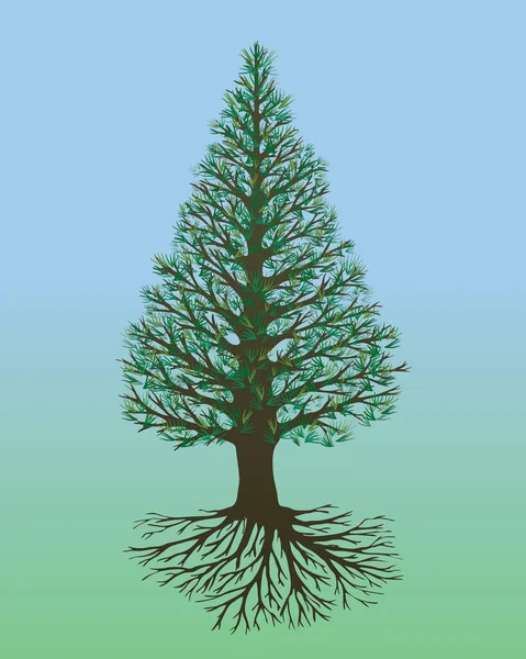 Ilustración Vectorial Árbol Vida Yggdrasil Con Agujas Pino Árbol Tiene — Archivo Imágenes Vectoriales