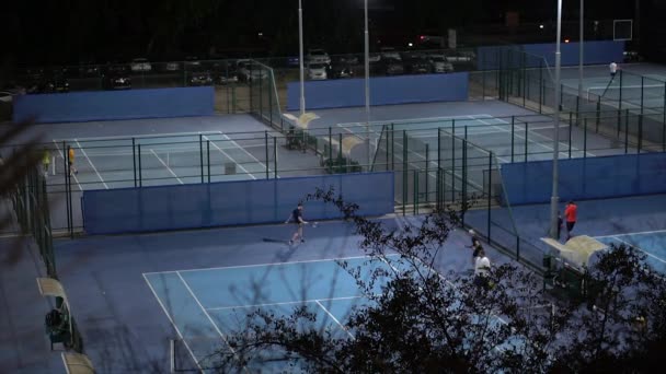 Tel Aviv Israël 2021 Avondtraining Tennisbanen Tel Aviv — Stockvideo