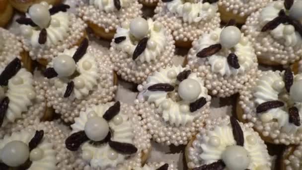 Donuts Inchados Com Geléia Decorações Para Feriado Hannukah — Vídeo de Stock