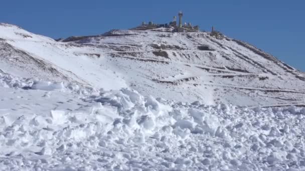 Dużo Śniegu Szczycie Góry Hermon Izraelu — Wideo stockowe