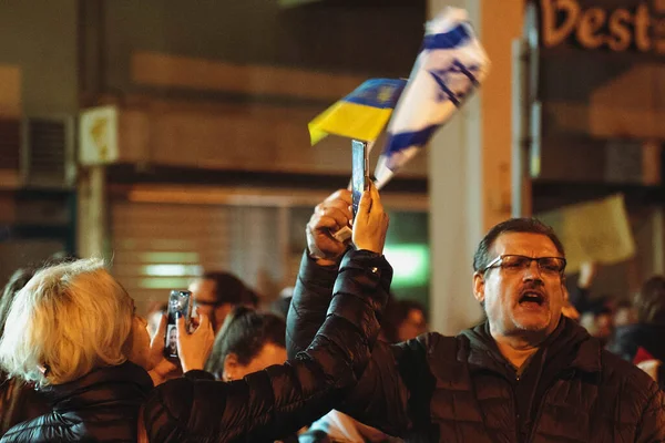 Tel Aviv Israel 2022 Menschen Mit Plakaten Gegen Den Krieg — Stockfoto