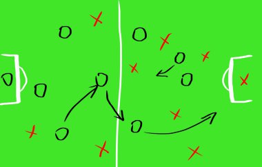 soccer game strategy on a board clipart