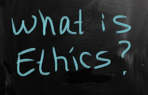 "Ethics" handwritten with white chalk on a blackboard — Stock Photo, Image