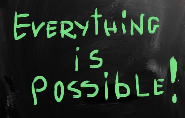 "Everything is possible" handwritten with white chalk on a black — Stock Photo, Image