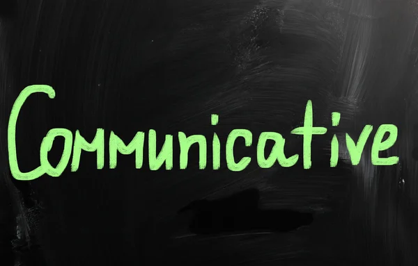 "comunicazione "scritta a mano con gesso bianco su lavagna — Foto Stock