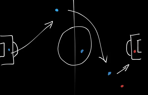 Estratégia de jogo de futebol em um quadro negro — Fotografia de Stock