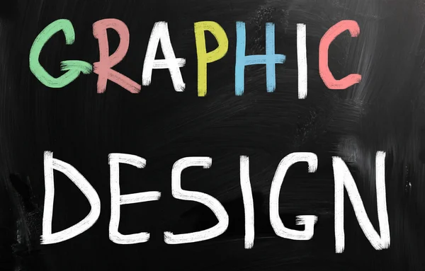 "Graphic design" handwritten with white chalk on a blackboard — Stock Photo, Image