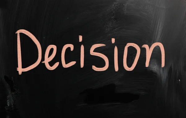 "Besluit "handgeschreven met wit krijt op een Blackboard — Stockfoto