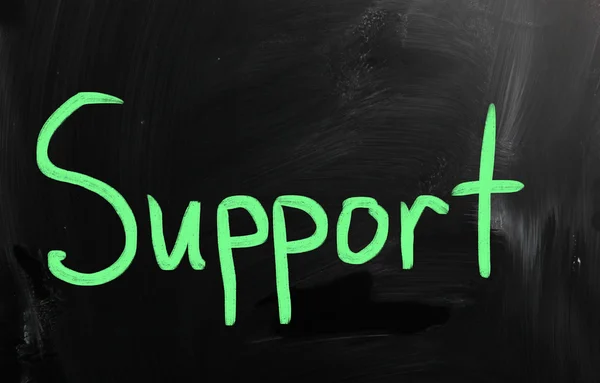 "Υποστήριξη "χειρόγραφη με λευκή κιμωλία σε έναν μαυροπίνακα — Φωτογραφία Αρχείου