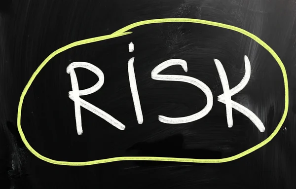 "Risk" handwritten with white chalk on a blackboard — Stock Photo, Image