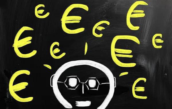 "Euro" handwritten with white chalk on a blackboard — Stock Photo, Image