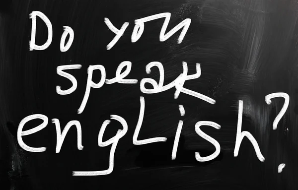"Você fala inglês "manuscrito com giz branco em um blackbo — Fotografia de Stock