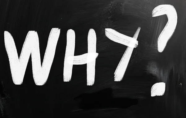 "Varför "handskriven med vit krita på en svart tavla — Stockfoto