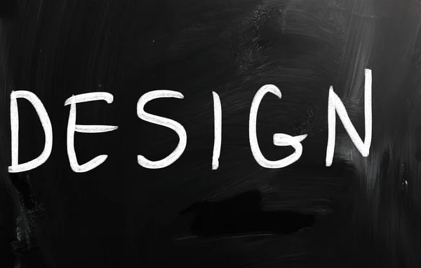 The word "Design" handwritten with white chalk on a blackboard — Stock Photo, Image