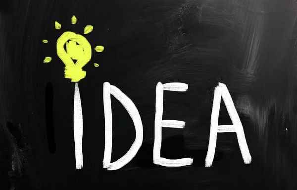 Üzleti ötletek kézírásos fehér krétával egy táblára — Stock Fotó