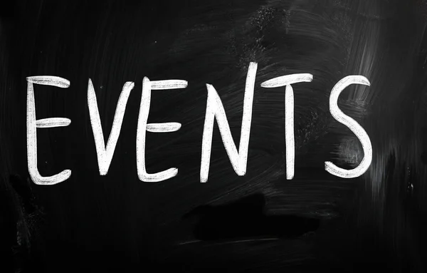 "Events" handwritten with white chalk on a blackboard — Stock Photo, Image