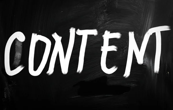 The word "Content" handwritten with white chalk on a blackboard — Stock Photo, Image