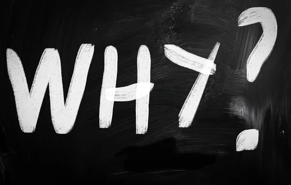 "Why" handwritten with white chalk on a blackboard — Stock Photo, Image