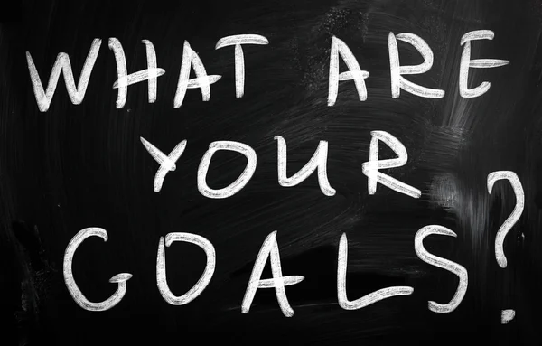 "¿Cuáles son sus metas "escrito a mano con tiza blanca en una blackboa —  Fotos de Stock