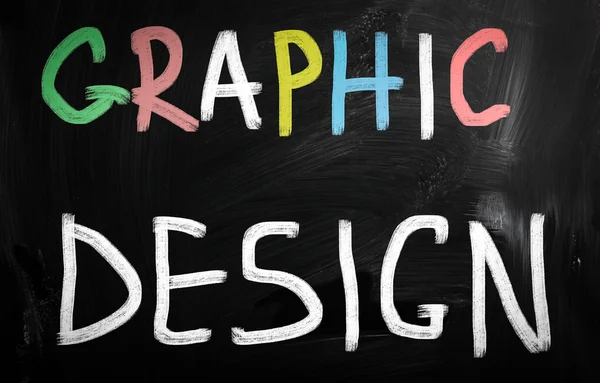 "Grafisk design ”handskrivna med vit krita på en svart tavla — Stockfoto
