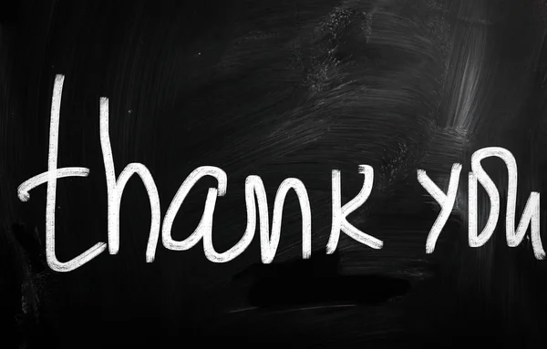 "Thank you" handwritten with white chalk on a blackboard — Stock Photo, Image