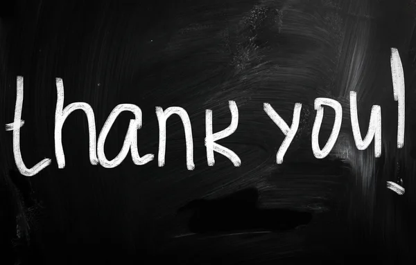 "Thank you" handwritten with white chalk on a blackboard — Stock Photo, Image