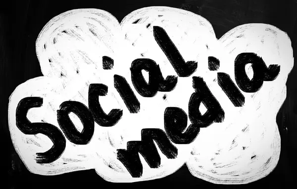 Social media concept - text handwritten on a blackboard — Stock Photo, Image