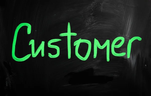 "customer" handwritten with white chalk on a blackboard — Stock Photo, Image