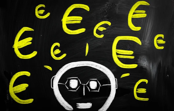 "Euro" handwritten with white chalk on a blackboard — Stock Photo, Image