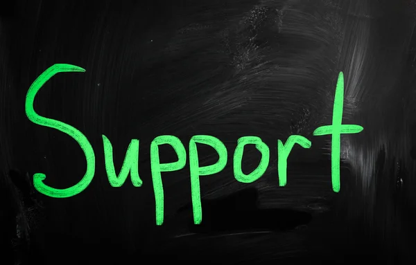 "Support "handskriven med vit krita på en svart tavla — Stockfoto