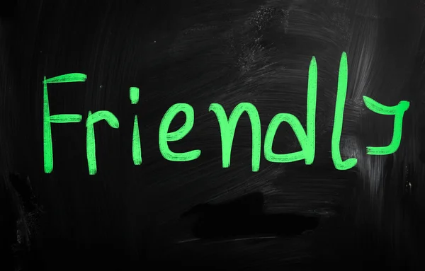 "Friendly" handwritten with white chalk on a blackboard — Stock Photo, Image