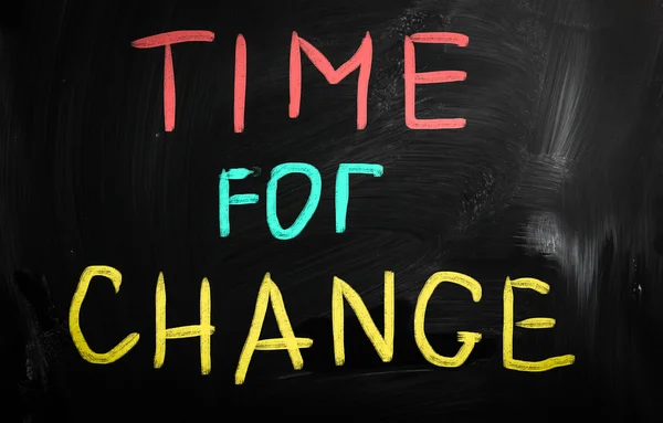 "Time for change "handwritten with white chalk on a blackboard — стоковое фото