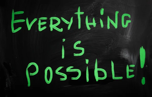 "Everything is possible" handwritten with white chalk on a black — Stock Photo, Image