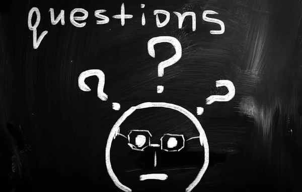 "question" handwritten with white chalk on a blackboard — Stock Photo, Image