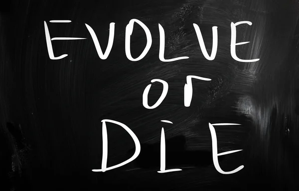 "entwickeln oder sterben "handgeschrieben mit weißer Kreide auf einer Tafel — Stockfoto