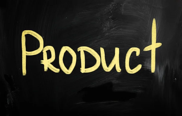 "Product "handgeschreven met wit krijt op een Blackboard — Stockfoto