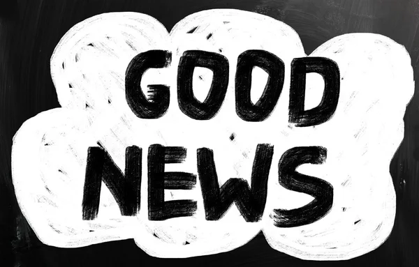 "Good News!" handwritten with white chalk on a blackboard — Stock Photo, Image