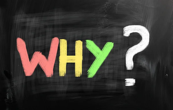 "Why" handwritten with chalk on a blackboard — Stock Photo, Image