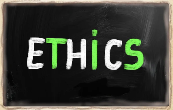 "Ethik "handgeschrieben mit Kreide auf einer Tafel — Stockfoto