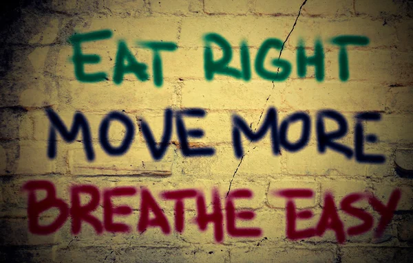 Yemek daha kolay kavramı nefes sağa taşı — Stok fotoğraf