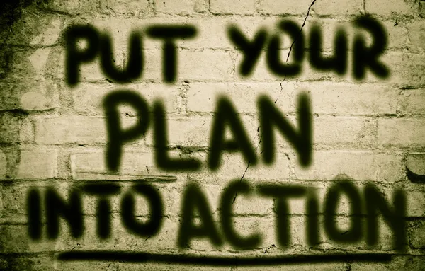Внести свой план в концепцию действий — стоковое фото