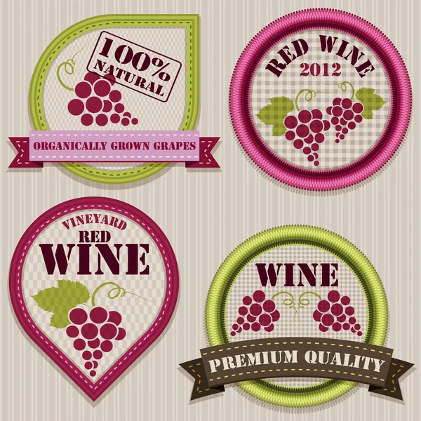 Wine patchwork labels — Stock Vector